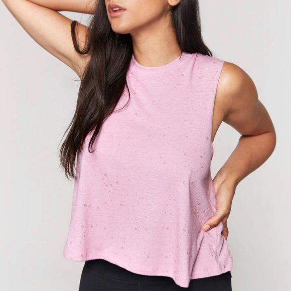 Spiritual Gangster Pink Shimmer Crop Tank Top NWT - Picture 10 of 12